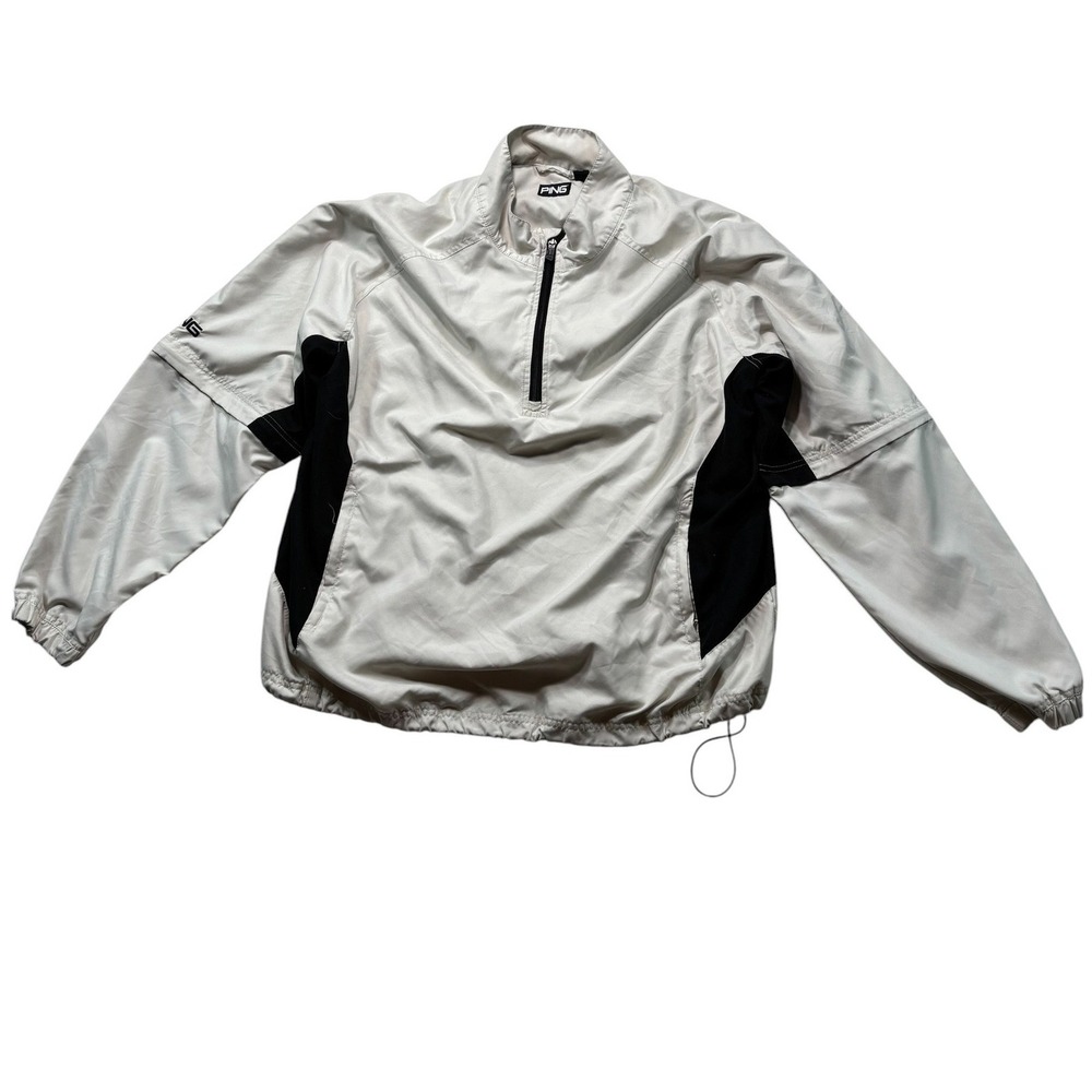 PING Mens Golf Windbreaker Convertible Zip Off Sleeve Jacket Stone Black XL 1145